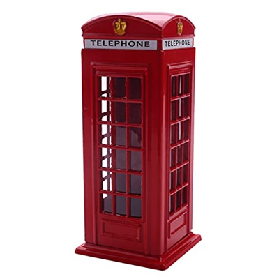 CENALL Metal rojo británico inglés Londres cabina de teléfono banco de monedas banco ahorro pote hucha rojo caja de cabina de teléfono 140x60x60mm