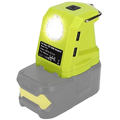 Adaptador de batería eummy compatible con Ryobi 14.4-19.2V Converter de batería segura para la batería con un puerto USB dual y luz de alimentación de