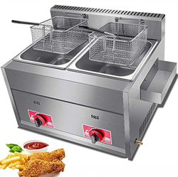 JIADUOFU Freidora de Gas Profesional Freidora Comercial con Canasta y Tapa Freidora de Acero Inoxidable para Encimera, para Restaurante y Uso Doméstic características