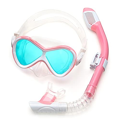 Gafas de Buceo Máscara de buceo de vidrio templado antivaho Vidrio de color recubierto Lente única Niños que aprenden Equipo de natación Máscara Conju