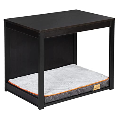 BingoPaw Caseta para perros pequeños y medianos para perros de madera para el hogar, jaula abierta para perros con cama ortopédica para hasta 20 kg, m