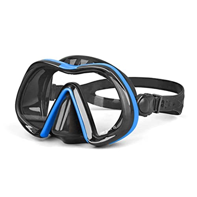 Gafas de Buceo Equipo de esnórquel for adultos Marco grande redondo Vidrio templado antivaho Lente única Máscara de silicona líquida Gafas de buceo Má