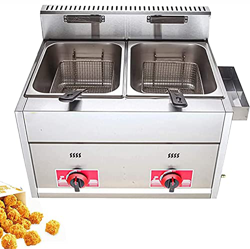 JIADUOFU Freidora de Gas de Escritorio Comercial,Freidora de Gas licuado de petróleo Lpg de Acero Inoxidable con Cesta y Tapa,Restaurante Cocina Snack características