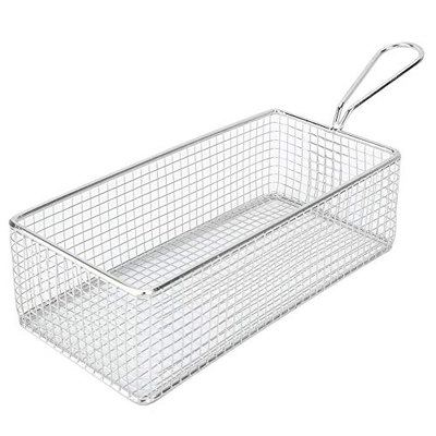 Cesta para freír profunda de acero inoxidable con asa plegable Freidora redonda Colador para freír papas fritas Titular de malla de alambre de mano Es
