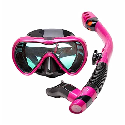 GATASE Adultos Adolescentes Niños Snorkeling Snorkel Diving Scuba Juego de Paquete con válvula de Purga de Vidrio con Recubrimiento Anti-Fog y Anti-Sp