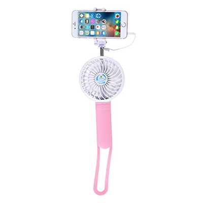 MYAMIA Portátil Recargable De Mano Multifuncional Elástico Selfie Palo Power Bank 3 Grados De Ajuste De Ventilación - Rosado