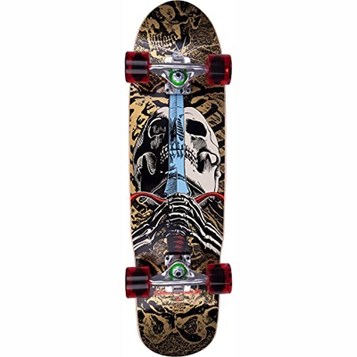 Powell Peralta Monopatín completo Mini cráneo y espada oro 8" x 30" Cruiser