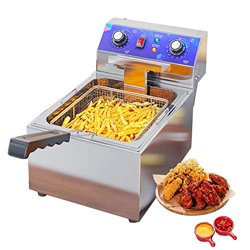 ZYFC Freidora Comercial con Cesta, Freidora Eléctrica de 3000W, Freidora Eléctrica de Acero Inoxidable de Gran Capacidad Desmontable con Control de Te en oferta