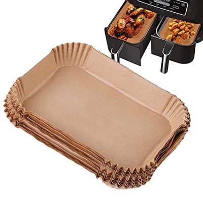 PW TOOLS Revestimiento De Papel para Freidora De Aire para Ninja Freidora De Aire Dual, 100 Piezas De Revestimiento para Freidora De Aire De 8.7 Pulga