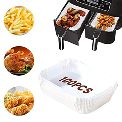 Revestimientos de papel para freidora de aire de 100 piezas, revestimientos de papel de pergamino antiadherentes de papel para hornear rectangulares p precio