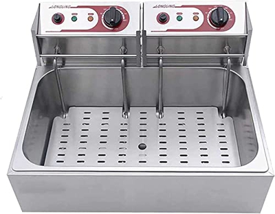 Freidora elctrica,Freidora Comercial 20L,Freidora de encimera de Acero Inoxidable,con Cierre termosttico y Cesta para frer,para el hogar y Comercial