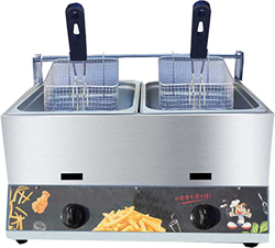 Freidora a Gas de Gran Capacidad,Freidora LPG de Acero Inoxidable 6L * 2,Freidora de Grasa Profunda de Acero Inoxidable con Cesta para encimera con ce características