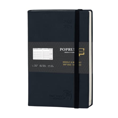 POPRUN Agenda 2022 2023 Semana Vista Vertical 16,5 x 22 cm - 16 Meses Agenda Escolar 2022-2023 Semanal de Sep’22-Dic’23 con Tapa Blanda en Cuero Vegan