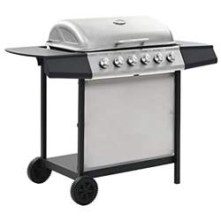 Tidyard Barbacoa Portátil de Gas Barbacoa Gas Piedra Volcanica con 6 Zonas de Cocción Plateado y Negro Acero Inoxidable 112 x 54 x 98 cm precio