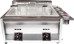 Freidora de Gas Comercial,Freidora de Gas de encimera LPG Profesional de Acero Inoxidable,Freidora Doble de Gran Capacidad con Cestas Y Tapa,Potencia  características