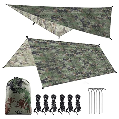 ROTEMADEGG Hamaca Lluvia Mosca Carpa Lona 10 X 10 FT Impermeable Camping Lona Refugio ProteccióN UV Ligero Ripstop Picnic Mat