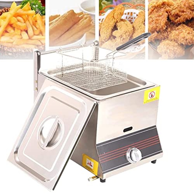 lxiluv Freidora De Acero Inoxidable De 6 L/12 L, Freidora De Gas De Acero Inoxidable, con Cestas Y Tapa Desmontables, Cocina Al Aire Libre, Pollo Asad