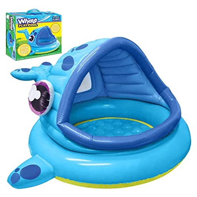 AECBUY Piscina De Remo para Niños Inflables con Protección Solar Piscina De Bebé De Ballenas con Techo (1.4 M X 1.3 M X 0.7 M) para La Piscina De Sopl