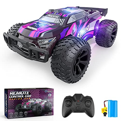 Coche Teledirigido Todoterreno, Coches Juguetes Alta Velocidad RC Coche Radiocontrol de Batería Recargable con Luces Fantastico Regalo Navidad Cumplea
