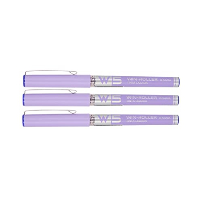 3 BOLÍGRAFOS W5 TINTA LÍQUIDA STARPLAST - Pigmento profesional, larga duración, punta fina 0.5mm para escribir - LILA