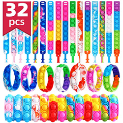 Dora Sicom 32 Pulseras de Silicona para niños, Pulsera de Silicona de descompresión, Pulsera de Goma para aliviar el estrés con la presión de los Dedo en oferta
