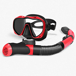 QHYXT Juego de máscara de esnórquel, máscara de apnea antivaho y esnórquel seco, esnórquel Superior seco antifugas de respiración Libre, Equipo de esn en oferta