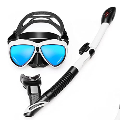 QHYXT Máscara de Snorkel, Máscara de Buceo 180° Panorámica, Máscara de Esnórquel con Máscara Antivaho, Gafas de Buceo con tecnología Anti-Niebla y Ant