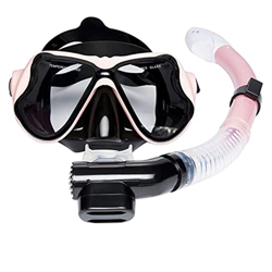 QHYXT Juego de máscara de esnórquel, Juego de esnórquel con máscara de Buceo y esnórquel seco, Buceo, Correas Ajustables para la Cabeza, respiración f en oferta