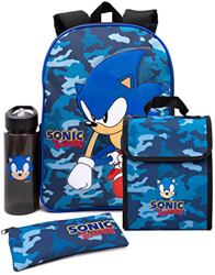 Sonic The Hedgehog Backpack Set Niños De 4 Piezas Camo De Camuflaje Botella características