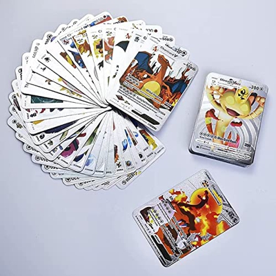 55 Cartas Pokemon Plateadas Colección. Cartas Pokemon V-VMAX Plateadas, Cartas de Alta Potencia, Caja Edición Coleccionista (55, Plateadas)