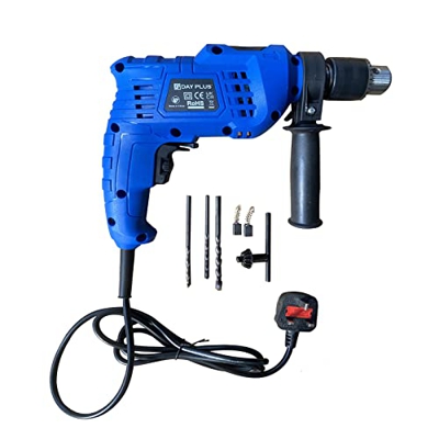 Taladro Percutor 850W, Taladro de impacto con cable, Taladro Atornillador de 3000 RPM, Botón de Velocidad Variable, Mango Auxiliar Giratorio de 360 °,