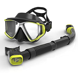 QHYXT Juego de máscara de esnórquel, Juego de esnórquel para Adultos con esnórquel Superior seco antifugas, máscara de Buceo, Correa de Falda de Silic en oferta