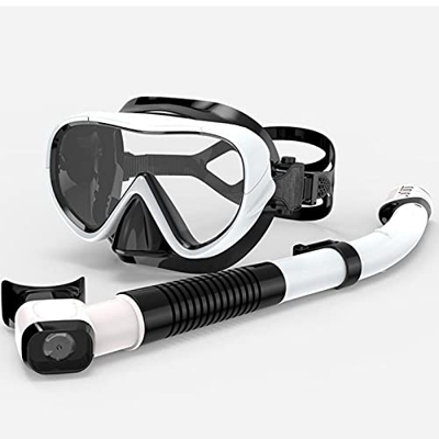 QHYXT Máscara de esnórquel de Cara Completa, máscara de Buceo para niños y Adultos, máscara de esnórquel con Vista panorámica de 180 °, respiración Se