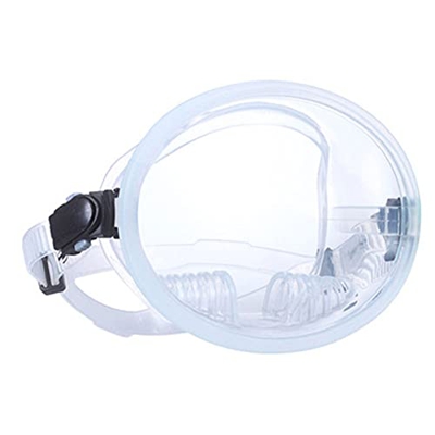 QHYXT Máscara de esnórquel de Cara Completa Máscara de Buceo Retro de Silicona Transparente Redonda con compensador