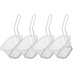 4 Mini Cestas para FreíR, 4 Pulgadas, Mini Cestas Cuadradas de Acero Inoxidable para FreíR Patatas Fritas, Cestas para Servir Patatas Fritas, Cestas p en oferta