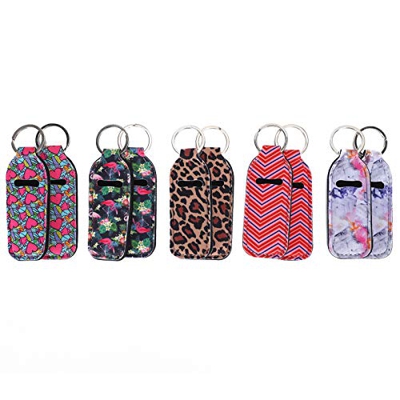 10 Llaveros con Soporte para Lápiz Labial, Soportes Portátiles para Bálsamo Labial de Color para Lápiz Labial, Bolsa Colorida para 10 Soportes para Ll