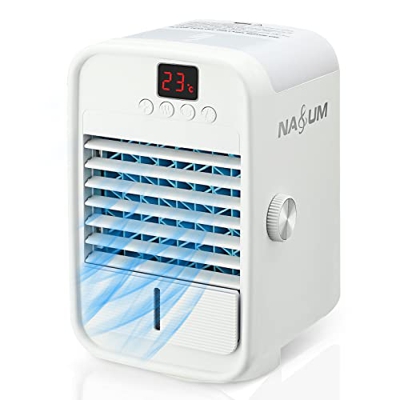 MYAMIA Enfriador De Aire Jeteven 5 En 1. Atomizador con Ventilador, 3 Velocidades De Viento, Rotación De 120 °, Tanque De Agua De 250 Ml, 4000 Mah Bat