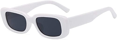 NLIGHTING® Gafas de sol para mujer, gafas de sol rectangulares vintage blancas, gafas Trap, gafas de sol mujer protección UV400 gafas de sol retro ele