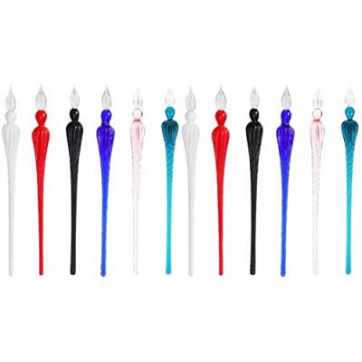 NUOBESTY 2 Uds Pluma de Inmersión de Vidrio Pluma de Inmersión de Vidrio Bolígrafos Sumergidos Pluma de Caligrafía de Vidrio Pluma de Tinta: 6 Uds.