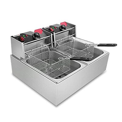 ZYFC Freidora con Cesta, Freidora Eléctrica de Sobremesa de 2500W, Freidora Grande de Acero Inoxidable con Recipiente de Aceite Extraíble y Control de