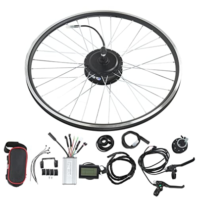 Keenso Kit de Motor de Cubo de Rueda Trasera de 500 W 48 V, Kit de Motor de Engranaje sin Escobillas de Accionamiento Trasero Modificado con Batería d