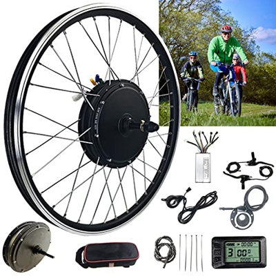 Niczu Kit Conversión Bicicleta Eléctrica, 36V 48V 500W 1000W 1500W Motor Sin Engranajes Sin Escobillas Transmisión Trasera, 20 24 26 27.5 28 29 Pulgad