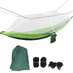 Hamaca, Capacidad de Carga de 300 kg, hamacas, Hamaca paracaídas Ultraligera con mosquitera, para Acampar al Aire Libre, jardín y Playa(Verde) en oferta
