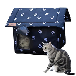 Ecoticfate Casa para gatos al aire libre - Caseta para gatos con tela Oxford impermeable, cálida para perros pequeños, interior y exterior características