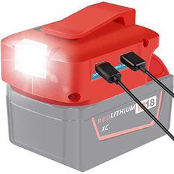 willkey Adaptador de batería compatible con Milwaukee 14.4-18V Battery Safe Battery Converter con 12V DC conector Dual USB en oferta