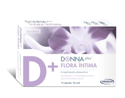 DONNAplus Flora Íntima | Complemento Alimenticio para el Bienestar Íntimo con Lactobacillus y FOS - 14 Cápsulas