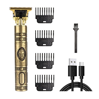 iFCOW Cortapelos para hombres, sin cordones, cierre de cuchilla en T, afeitadora de corte de Buda, recortadora de pelo de corte de pelo, kit de aseo
