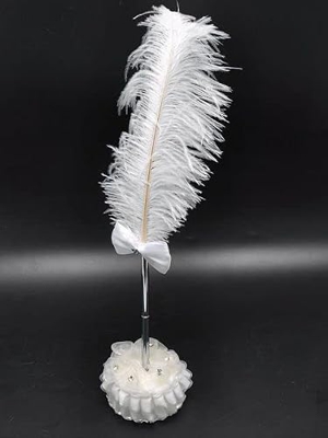 10 Uds pluma de pluma de boda de estilo occidental pluma de pluma de avestruz grande con Base pluma de regalo de boda-blanco