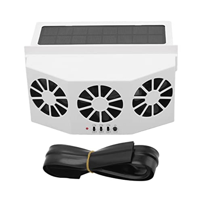 Ventilador para Automóvil, Enfriador de Aire para Automóvil con Energía Solar, Gran Angular, 3 Ventiladores, Desodorante, Ahorro de Energía, Ventilado