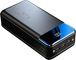 Giural Cargador Portatil con Entradas Tipo C & Mirco USB & Lightning, Batería Externa 50000Mah Power Bank Carga Rápida con 3 Salidas USB para iPhone A precio